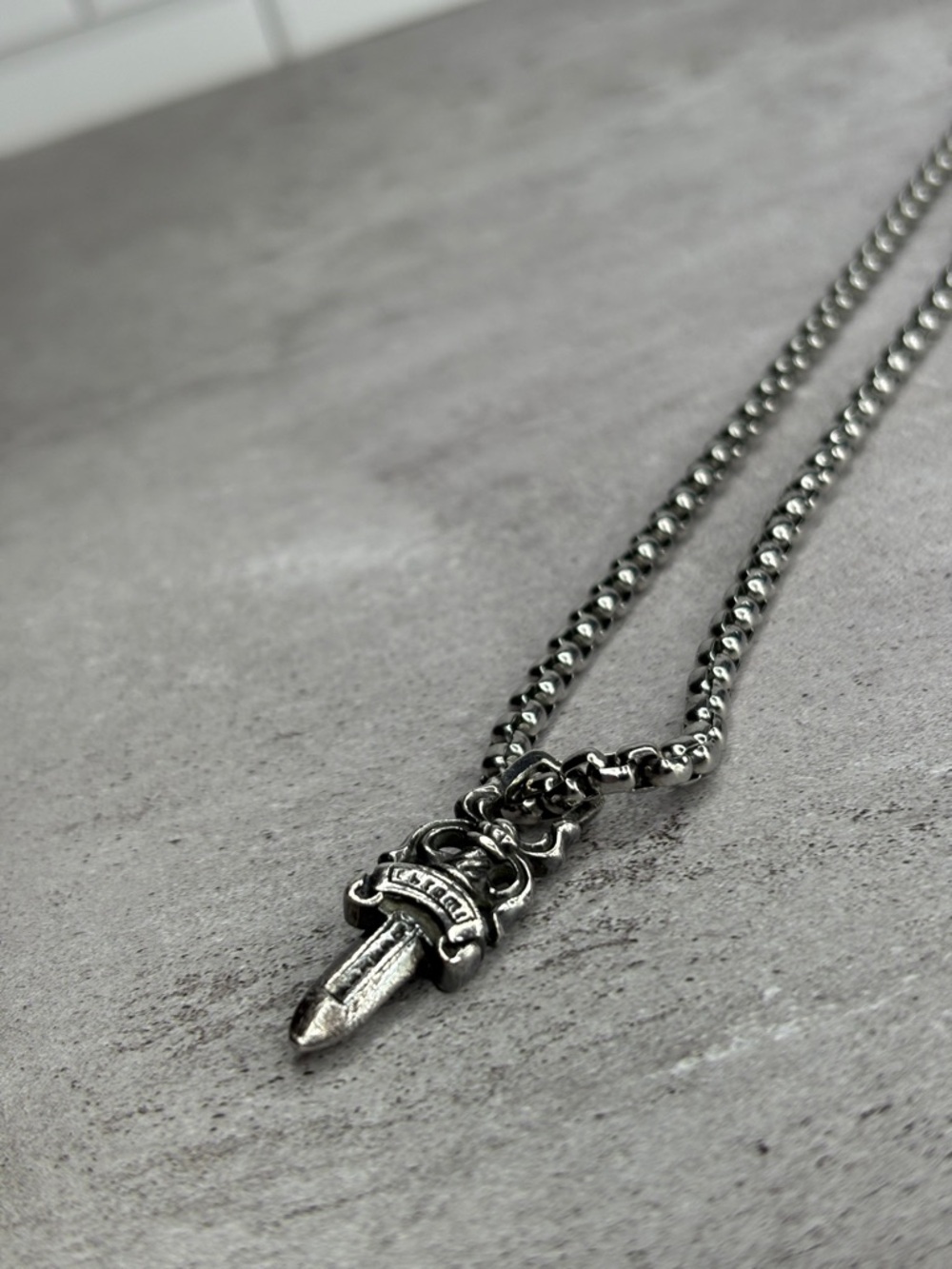 Chrome Hearts Sterling Silver Dagger Pendant Necklace - Silver